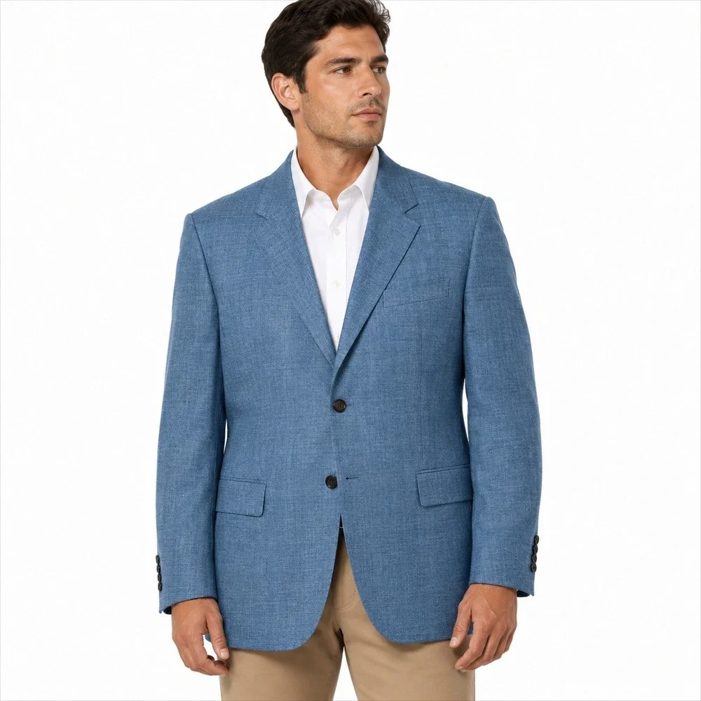 Lauren Ralph Lauren Blazer Mens 46R Blue Textured Two Button Sport Coat